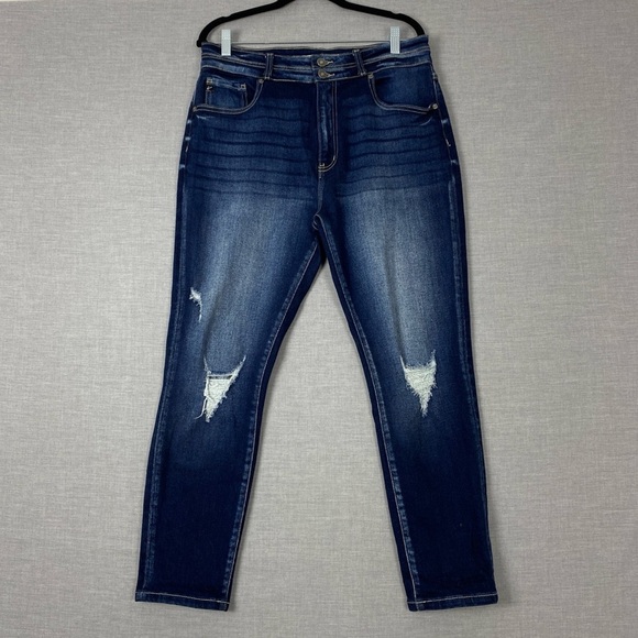 KanCan Distressed Blue Jeans Sz 30 High Rise Ankle LengthCotton Blend - Picture 1 of 11